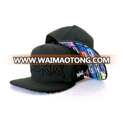 Black Acrylic/nylon/Cotton Custom Snapback 3D Embroidery customize snapback hats